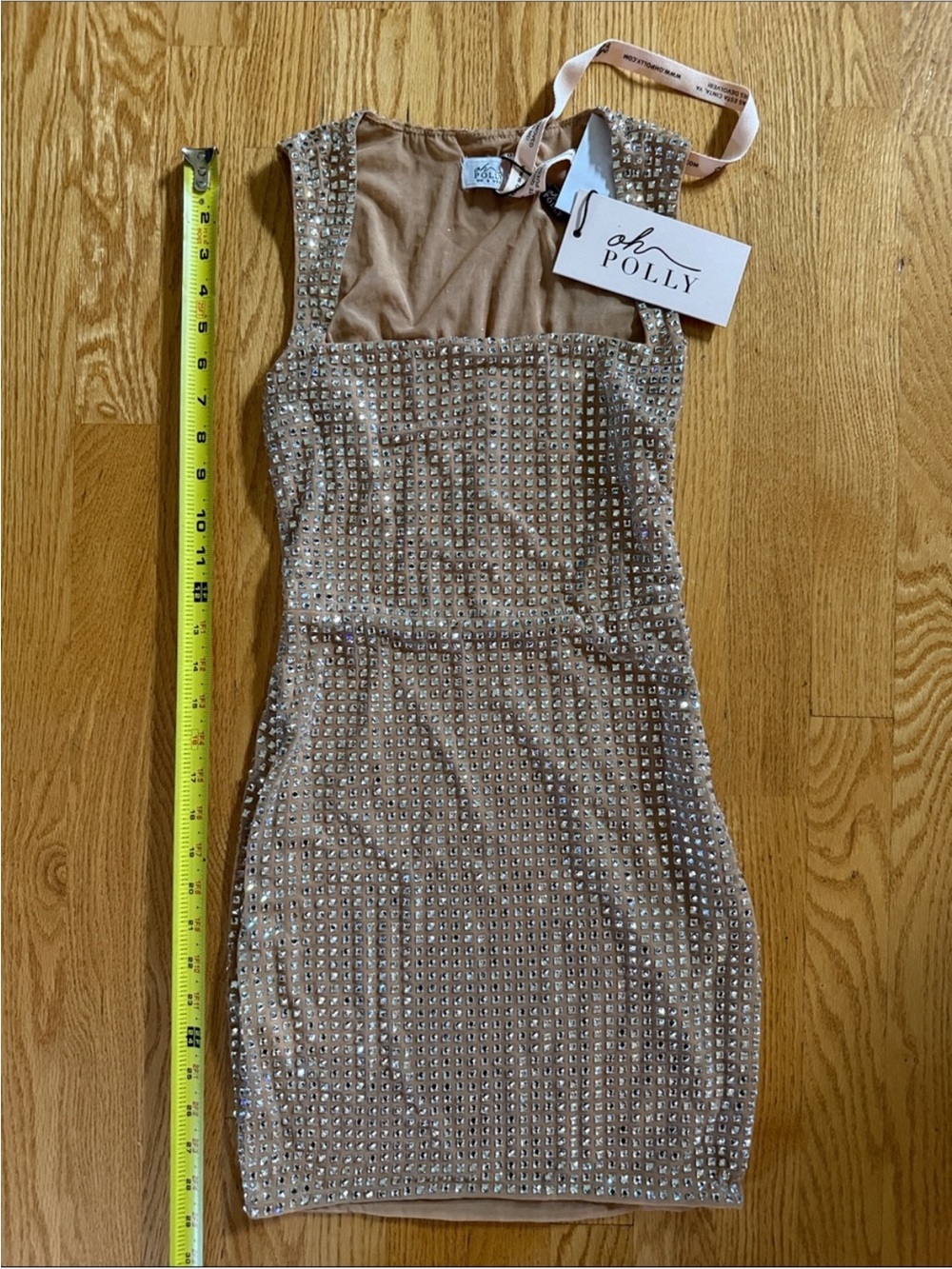 Oh Polly Taupe Studded Mini Dress